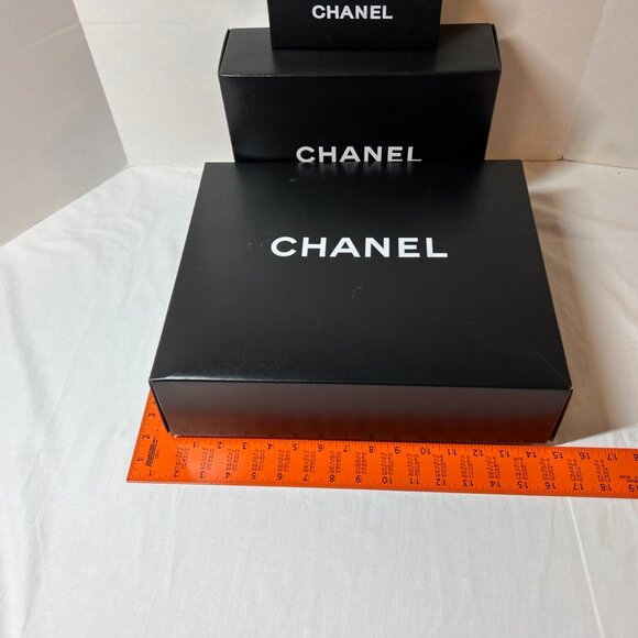 Chanel Three Empty Boxes Bundle Black Small Sunglasses Medium Large Boots - Picture 2 of 16